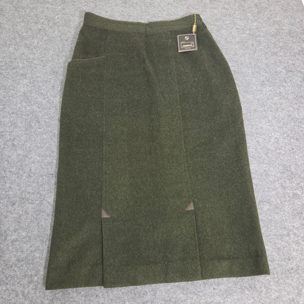 Vintage Aragon Loden Skirt 42 Green Virgin Wool Alpaca Austria NWT Tyrolean